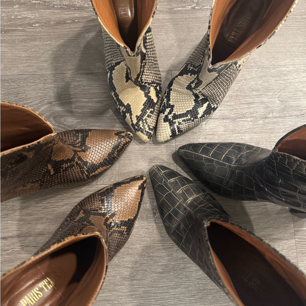 3 pairs of Paris Texas Snakeskin Leather Ankle Boots 38.5